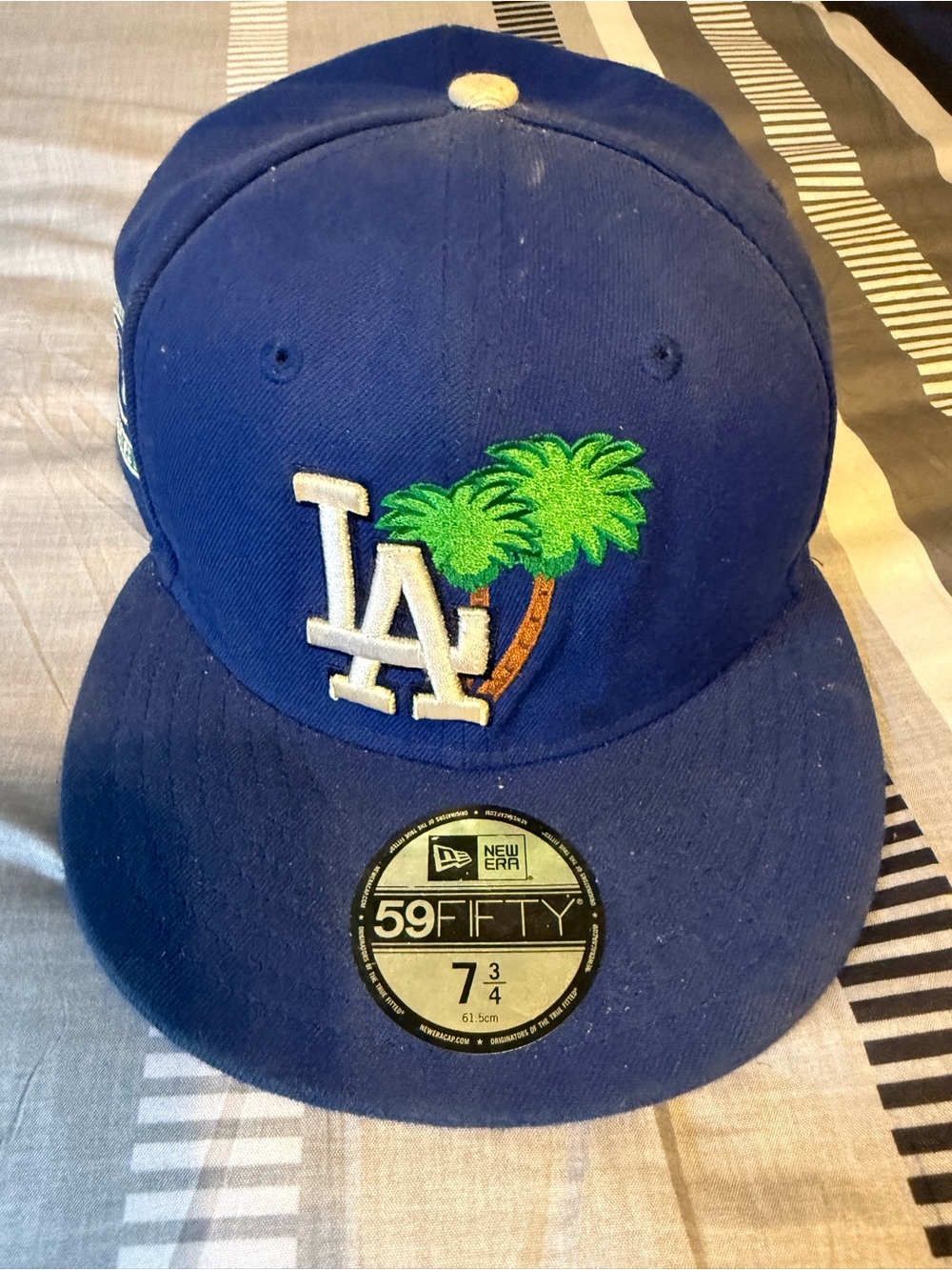New Era Kids Royal Blue LA Palm Tree 59FIFTY Fitted Hat ( Custom patches )